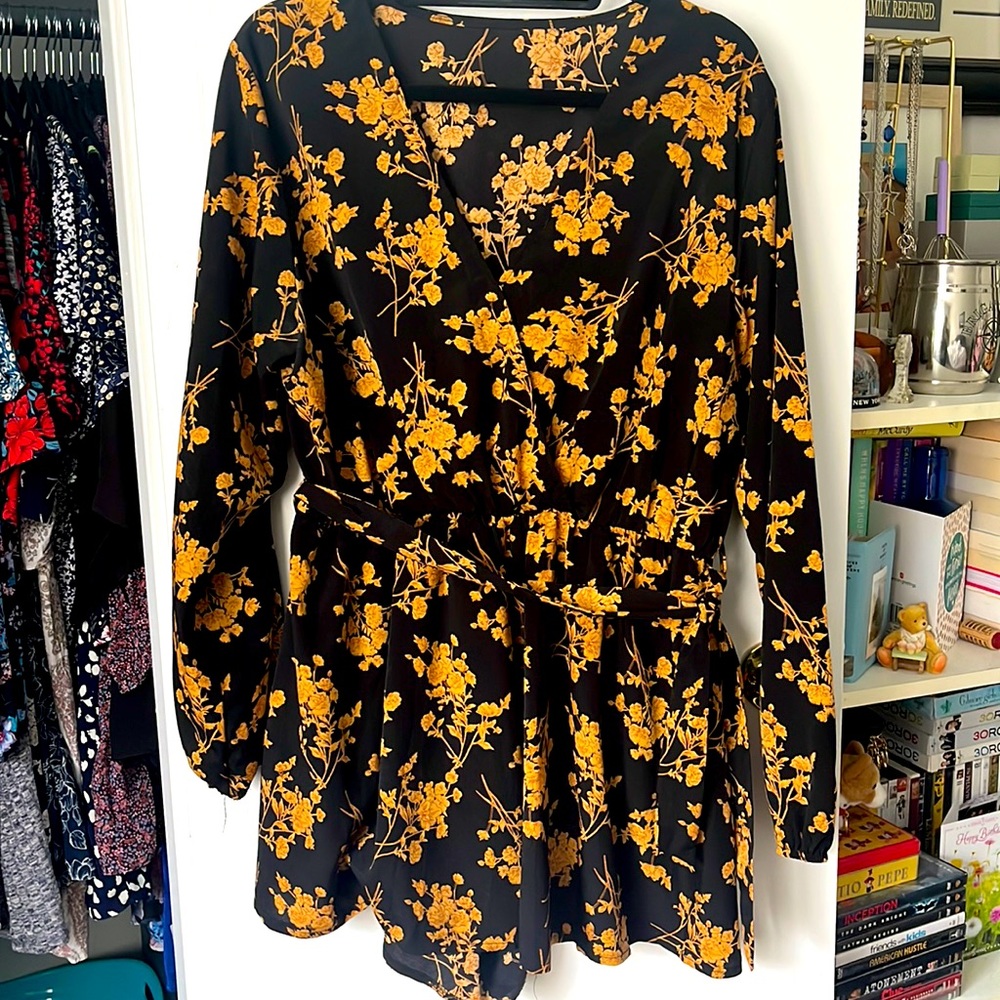 Long sleeve floral romper